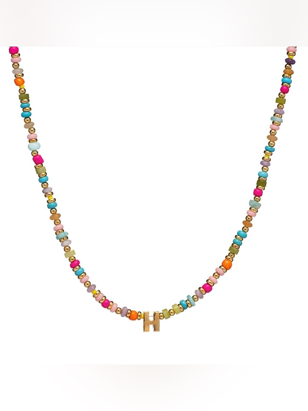 NEW✨ Mayamar Multi Stone Beaded Initial H Necklace Jade Amethyst Turquoise Opal